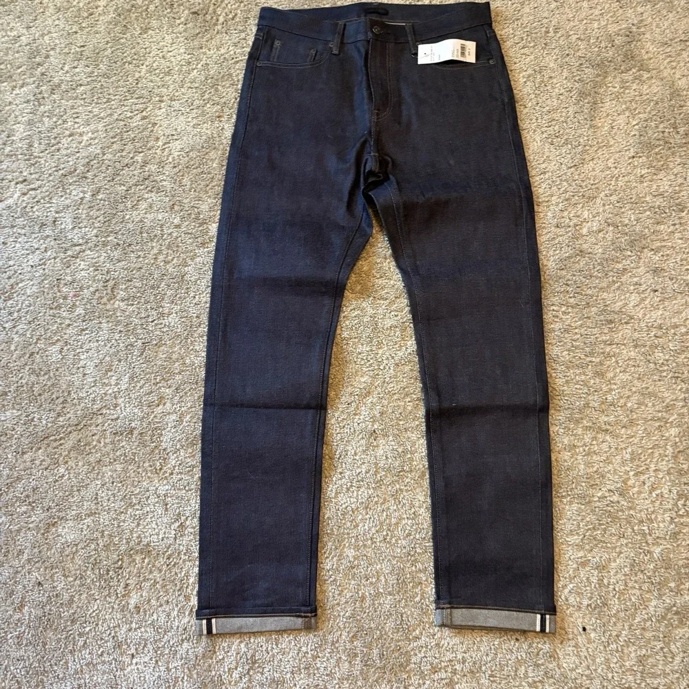 UniqLo Jeans Mens 33x32 Blue Denim Stretch Selvedge Slim Fit NWT - Picture 1 of 8